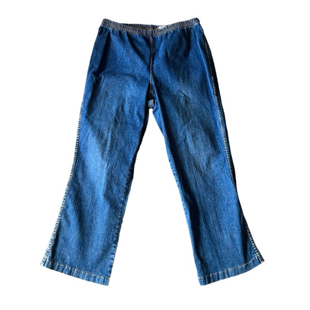 Denim & Co Women's Plus Size Easy Stretch Pull-On Jeans Pants Denim Blue Sz 1X